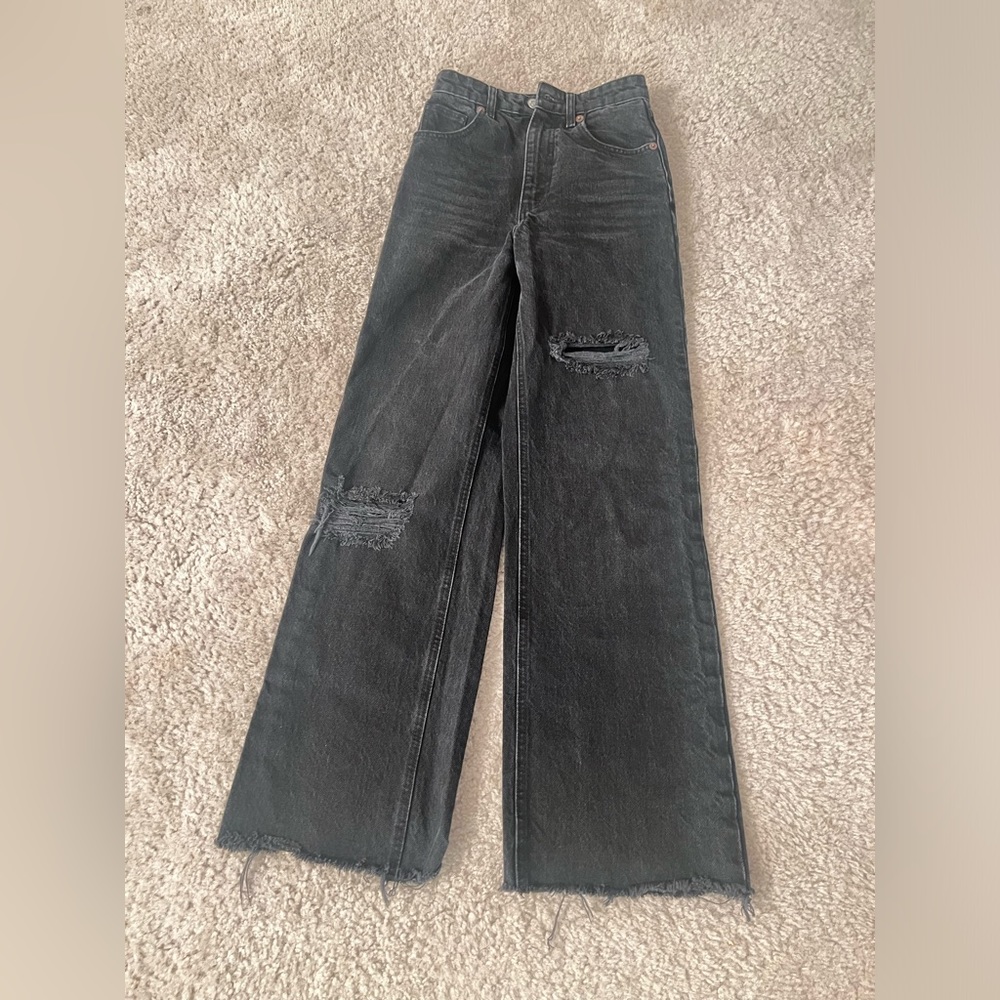 Zara Gray straight leg ripped high rise jeans Size 32EUR/00US